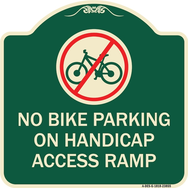 Signmission No Bike Parking on Handicap Access Ramp Heavy-Gauge Aluminum Sign, 18" x 18", G-1818-23855 A-DES-G-1818-23855 - main